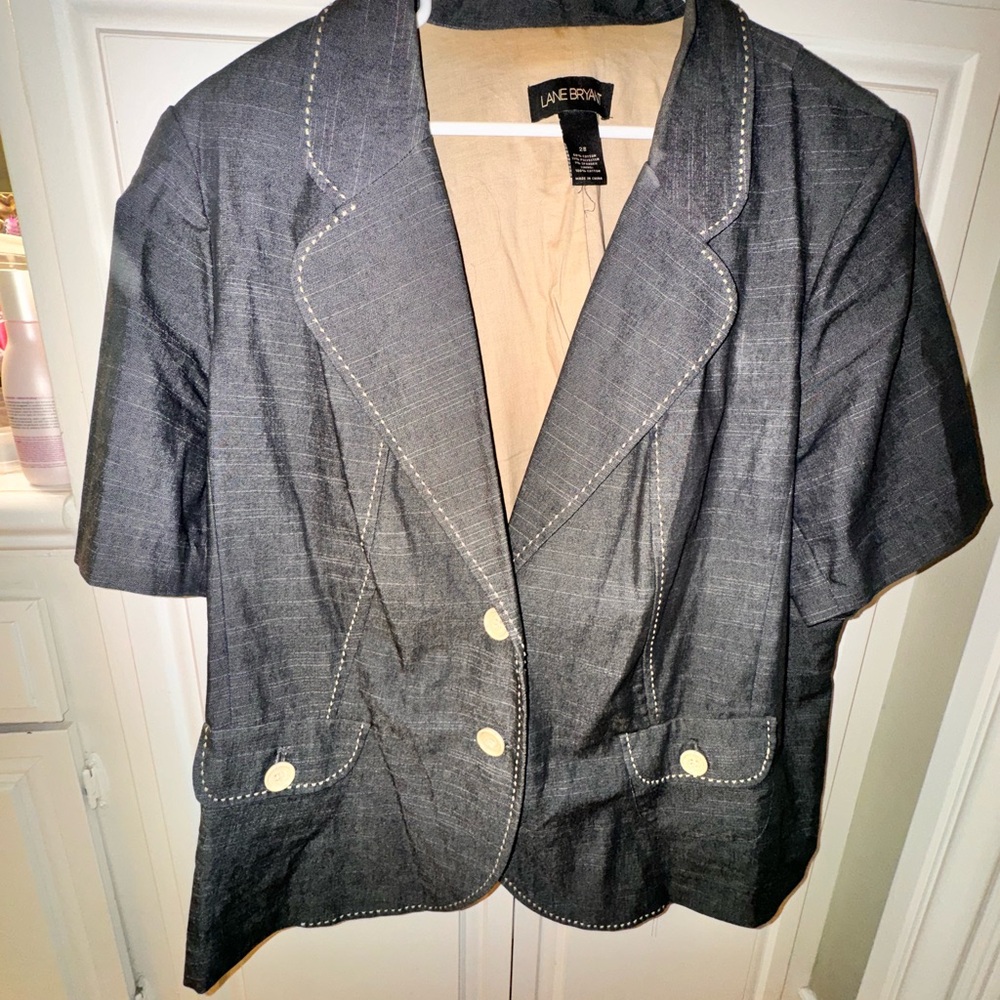 Women's Gray Short Sleeve Jacket Lane Bryant Sz 28